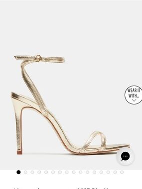 Steve Madden Gold Leather Ankle-Strap Stiletto Sandal